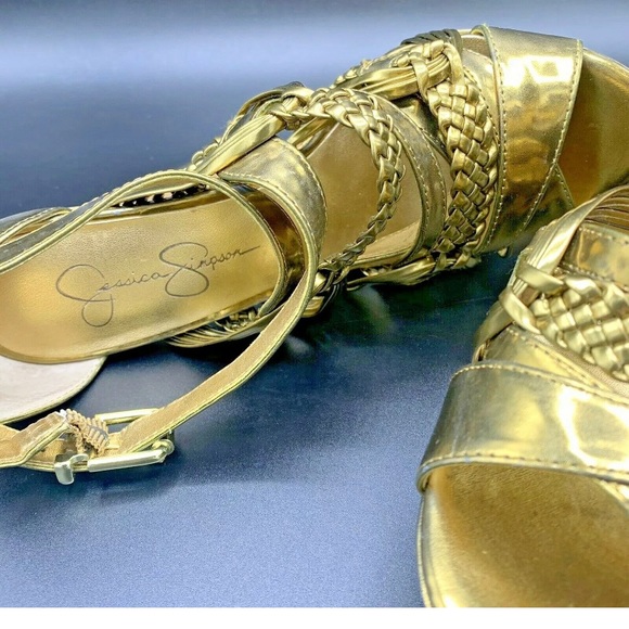 Jessica Simpson Gold Metallic Platform Sandal Heel - Picture 12 of 12